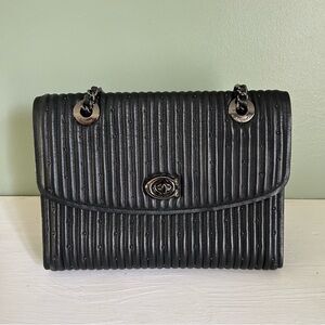 COACH Parker Quilted with Rivets Black Shoulder Bag